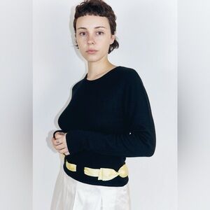 Hai Nico Black Wool and Cashmere Sweater with Silk Ribbon Size M